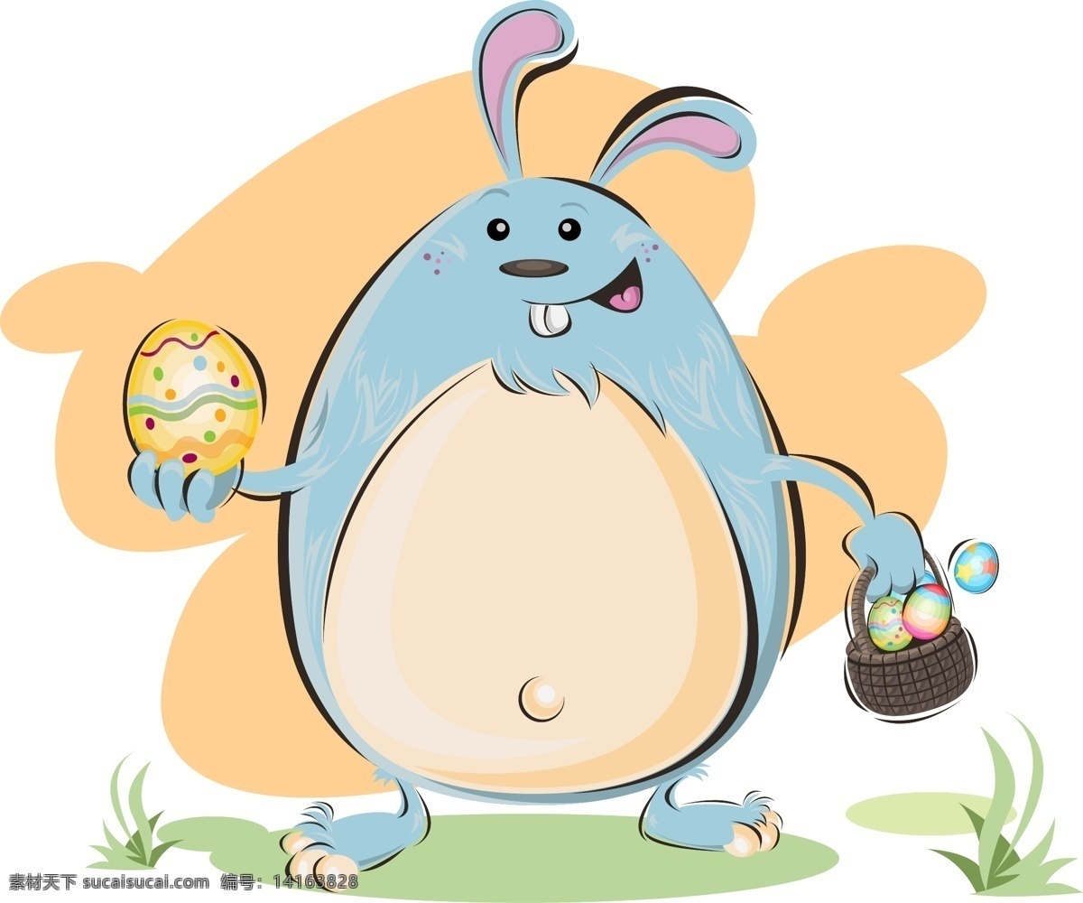复活系列 复活节 大兔子 彩蛋 篮子 创意兔子 动漫动画 白色