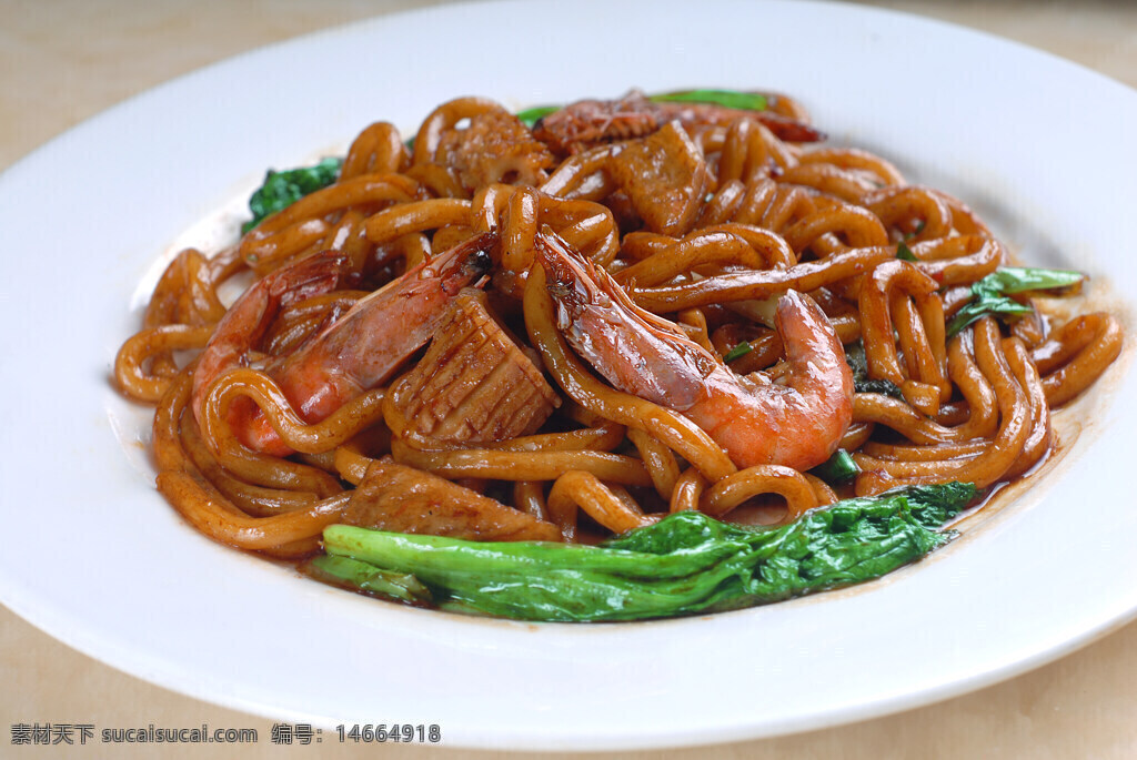 乌冬面 日式炒面 浓油赤酱 大虾 青菜 中餐美食 日式料理 炒乌冬 海鲜面 虾仁 酱汁面 美食摄影 美食图片