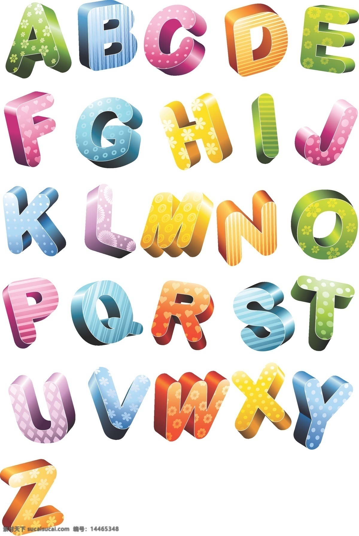 创意彩色字母 矢量 字母 彩色 创意 创意字母 白色