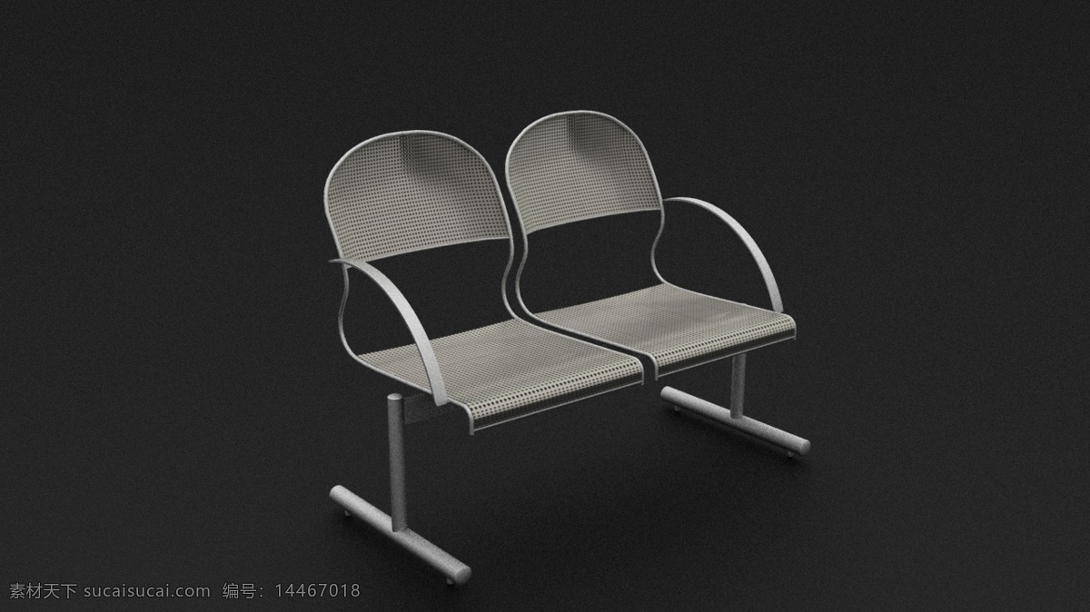 穿孔等候椅 建筑 家具 室内设计 max 黑色