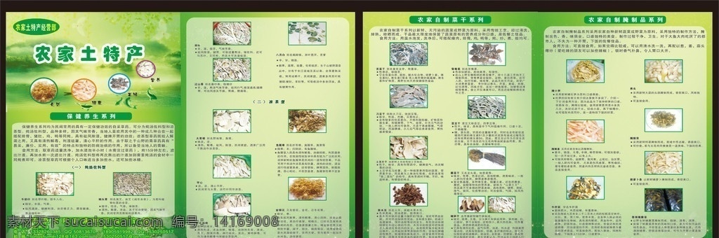 农家 土特产 宣传单 农家土特产 保健品 腌制品 自制菜干 绿色背景 鱼米水乡 dm宣传单 矢量