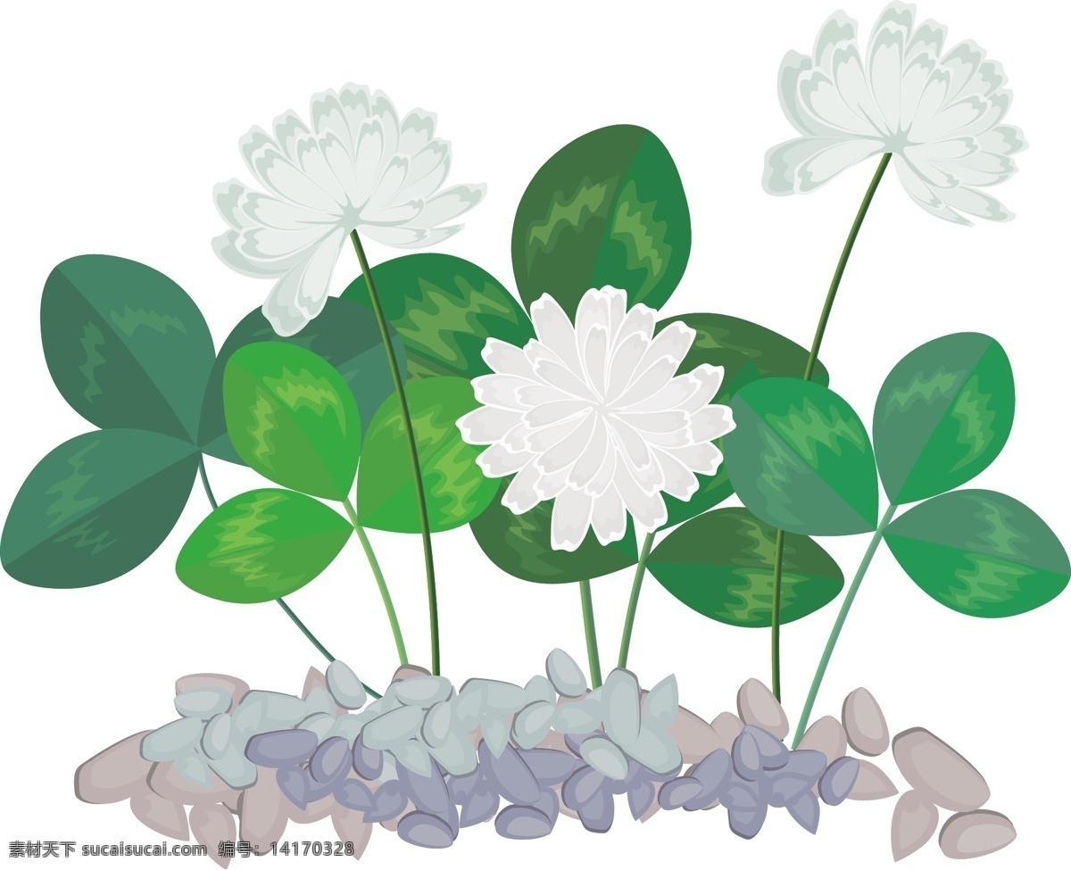 卡通 花丛 矢量 商用 矢量图 元素 植物 花朵