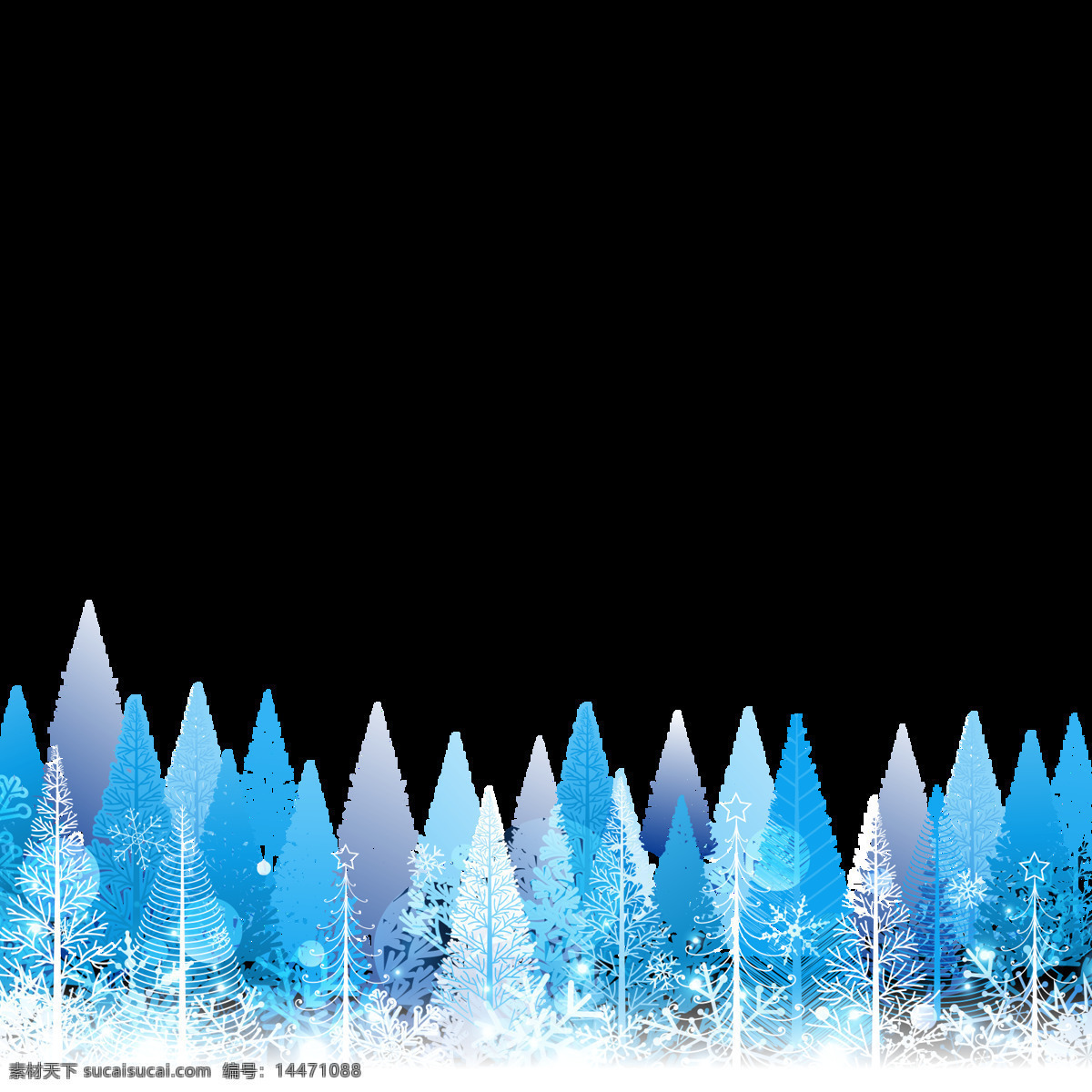 动漫 蓝色 树林 元素 png元素 免扣元素 飘雪 树木 松树 透明素材 雪景