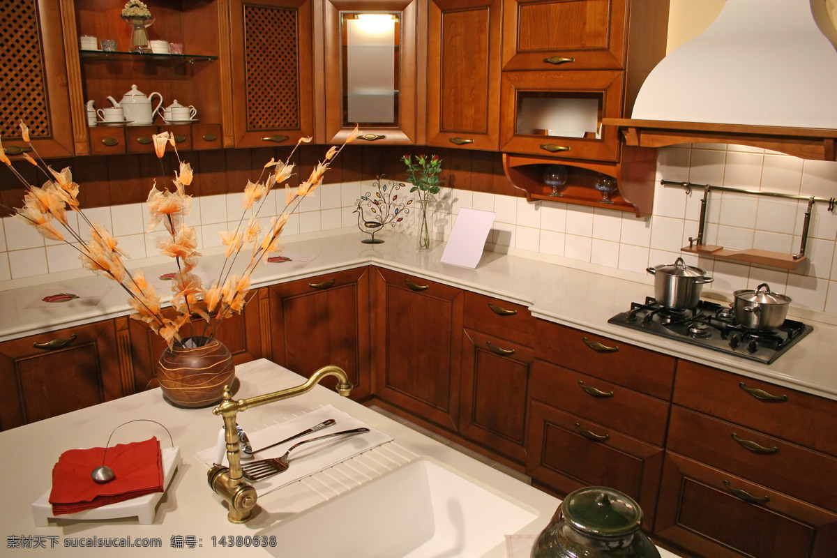 复古 中式 厨房 效果图 中式风格 装修图 设计图 室内设计 环境家居