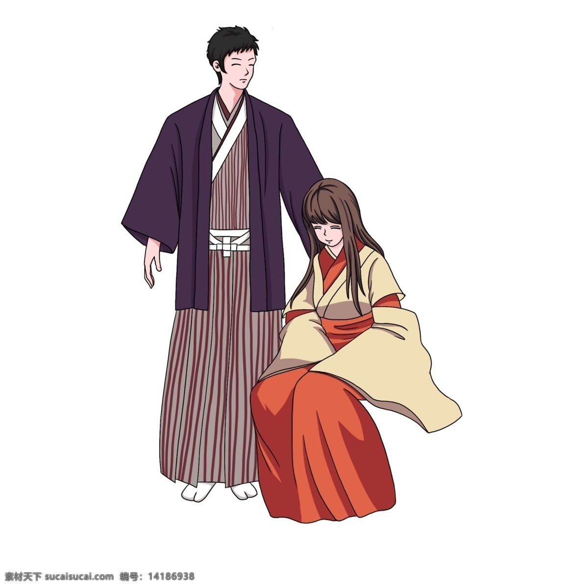 日式 和服 唯美 情侣 免 扣 日本 免扣 兄妹 约会 卡通 男人 女人 cosplay 服饰 服装