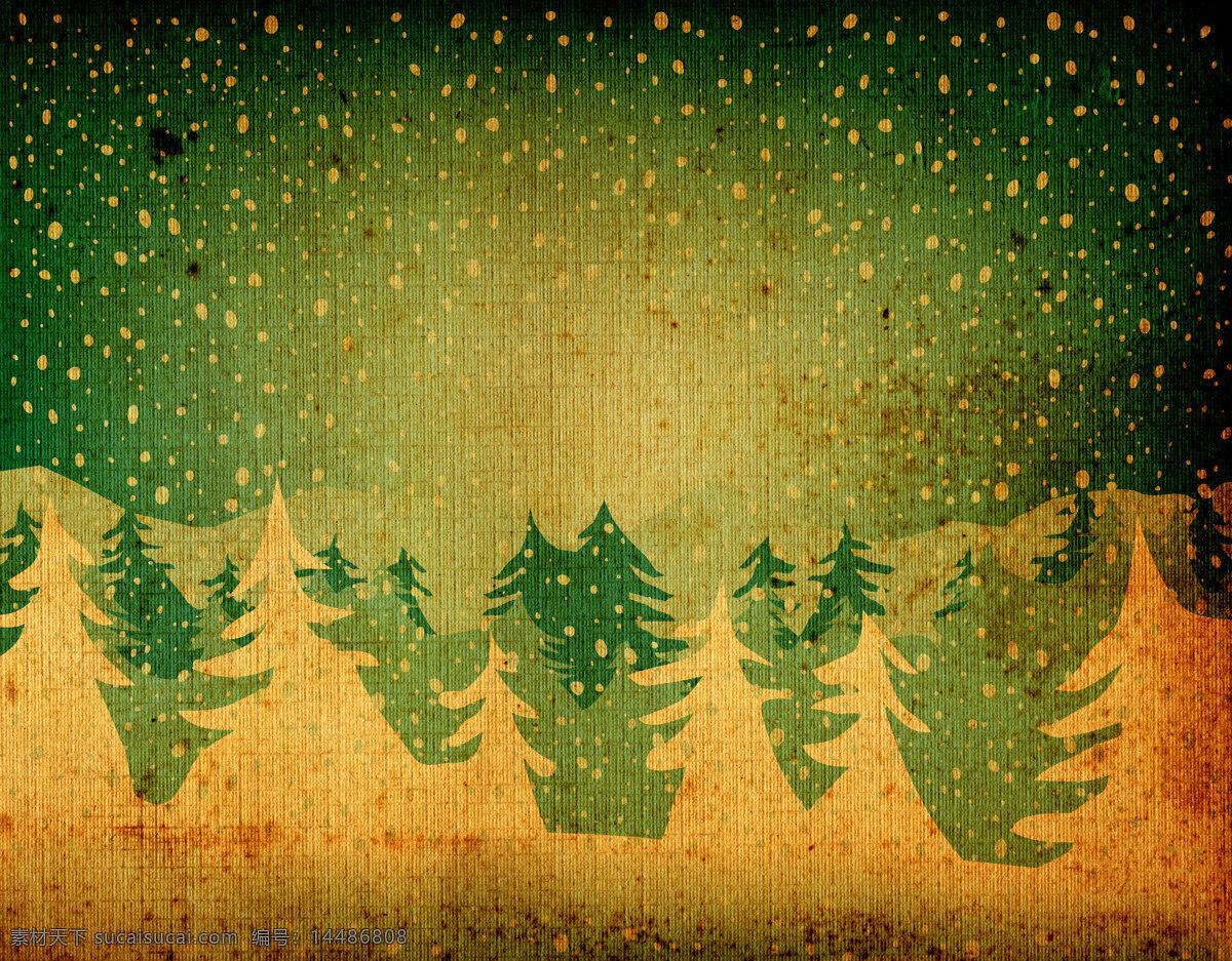 圣诞树 怀旧 底纹 背景 高清 风格 高清图片 破旧 效果 雪花 暗角 y大宝