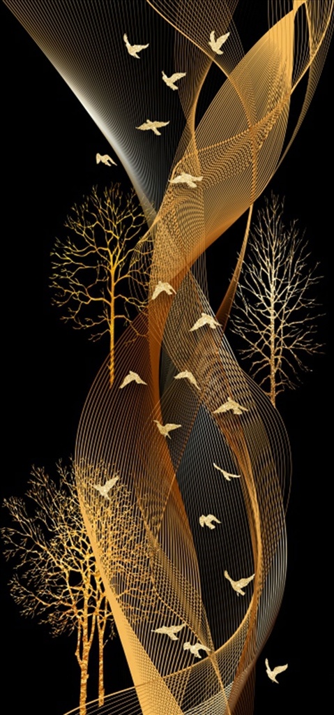 浮雕花 树 飘带 玄关图图片 飞鸟 装饰画 玄关图 分层