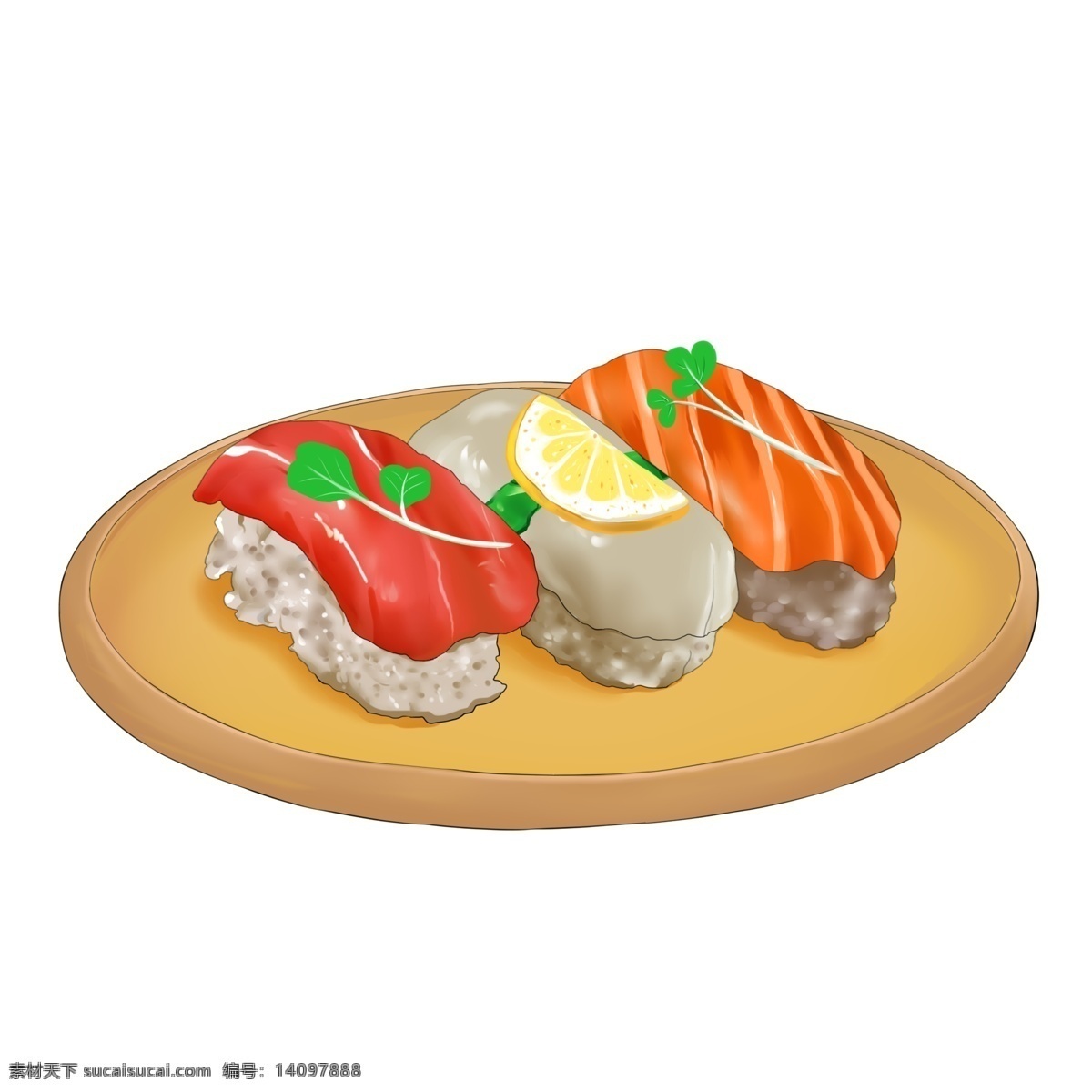 美味 的卡 通 寿司 插画 卡通寿司插画 食物 卡通食物插画 日本寿司 日式食物 美味的寿司 创意寿司插画